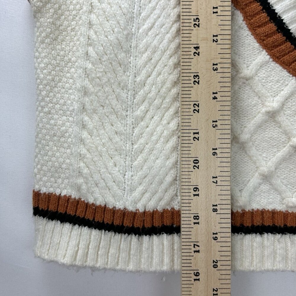 Maeve Anthropologie Willa Cable Knit Vest Size Medium Oversize Preppy Cozy - Picture 5 of 16